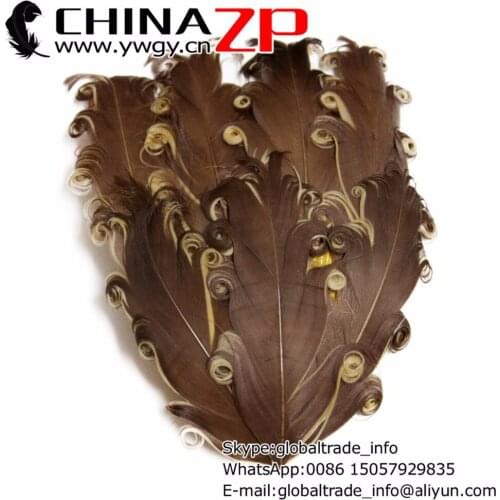 Leading Supplier CHINAZP Factory 50pcs/lot Dyed Brown and Taupe Curly Goose Nagorie Pad Feathers for Handbands