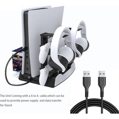 Vertical Stand PS5 Controller Charging Station 4 Cooling Fan 2 Headset Hook 13 Game Disc Storage for PlayStation5 DE UHD Console