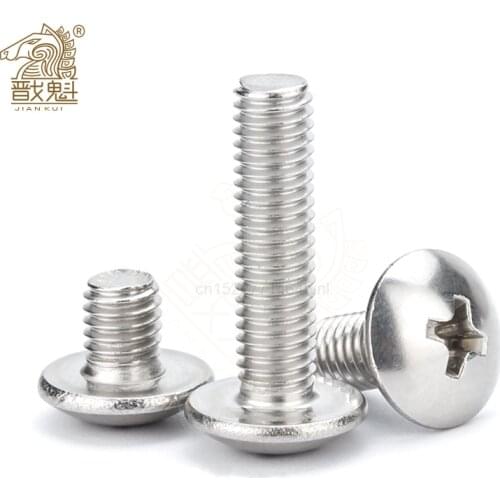 10/55pcs Cross Recessed Truss Head Machine Screws M3 M4 M5 M6 M8 Mushroom Big Flat Head Screw 304 Stainless Steel Philips Screw
