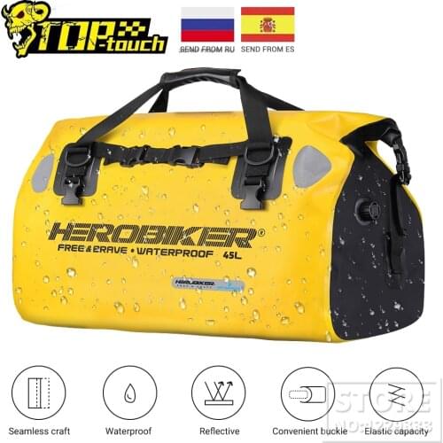 HEROBIKER Waterproof Motorcycle Bag Outdoor PVC Dry Sack Bag 45L Shoulder Racing Backpack Helmet Bag Hiking Driving Travel Kits