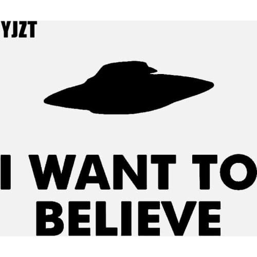 YJZT 16.5CM*11.2CM I WANT TO BELIEVE Aliens UFO Vinyl Decal Car Sticker Black/Silver C3-0559