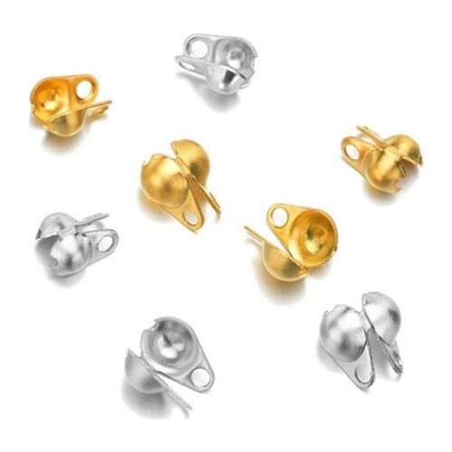 50pcs/lot Hole Size 1.5 2 2.4 3.2mm Stainless Steel Crimps Beads Ball Chain Connector Clasp for DIY Necklace Jewelry Making