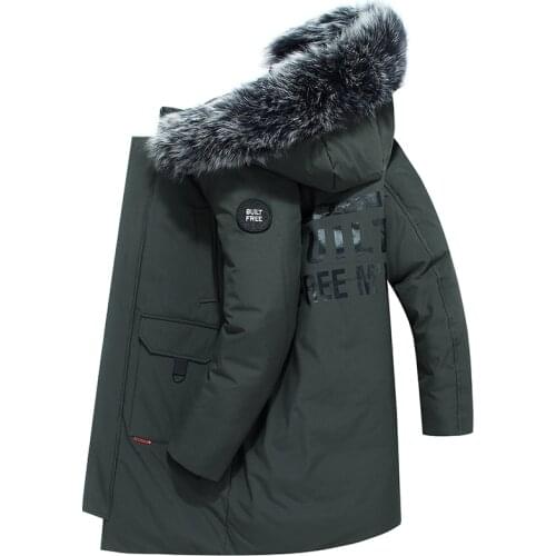 Winter Down Jacket Men 2020 New Brand Casual Warm Thick White Duck Long Parkas Windbreaker Real Fur Collar Army Green Outwear