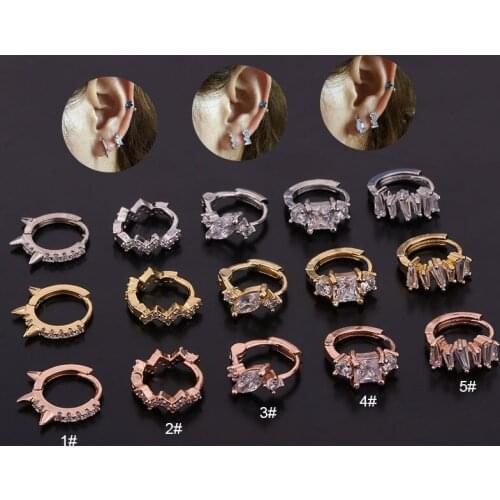 1PCS 8mm Cz Nose Hoop Helix Cartilage Earring Daith Snug Rook Tragus Ring Ear Piercing Jewelry