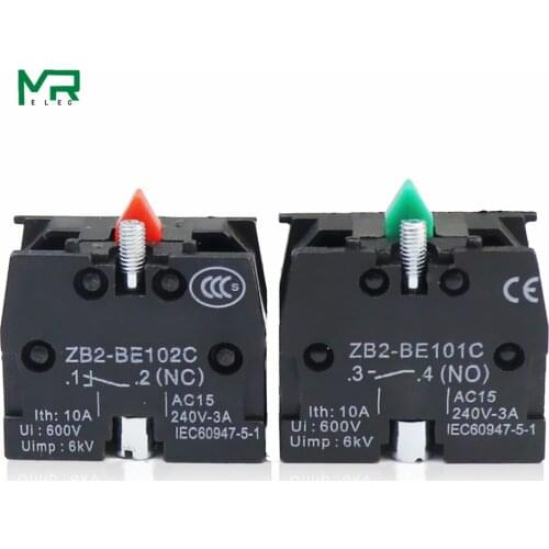 1pcs XB2 Push Button Switch Contact Block ZB2BE102C(NC) Contact Block ZB2-BE101C (NO) Pushbutton 10A 600V