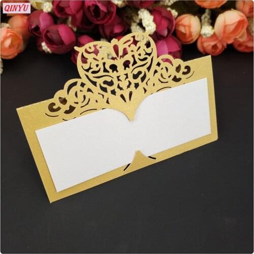 100Pcs Laser Cut Heart Seat Card Wedding Name Cards Vintage Table Number Name Card Wedding Supplies Decoration 5ZSH871-100