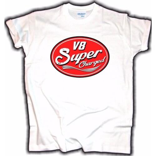 2019 Fashion Natural 100% Cotton Shirt Old School Herren T-Shirt Super Charged Rot Hot Rod Us Car Vintage Biker Tee Shirt