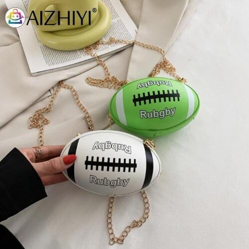 2021 Fashion Solid Color Pleated Tote Bag Women Casual Rugby Ball PU Chain Print Shoulder Crossbody Messenger Bags