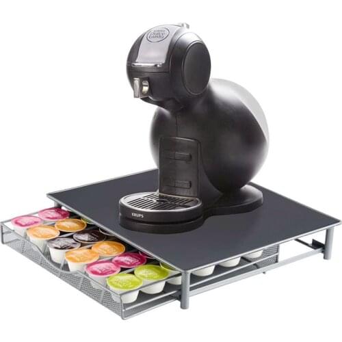 36 Capsules Coffee Pod Storage Box with Sliding Drawer Coffee Machine Base Rack Stackable Holder Capsule Organizer Box