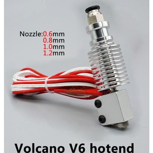 3D Printer Parts E3D V6 Volcano Hotend Large Diameter Nozzle 1.75mm/0.6 0.8 1.0 1.2mm 12V/24V Remote Print J-Head