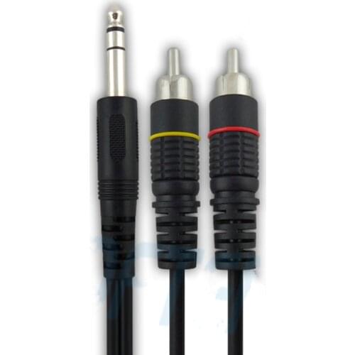 6.35 6.5 double track to 2 RCA Turn the double lotus Audio line Double parallel audio cables