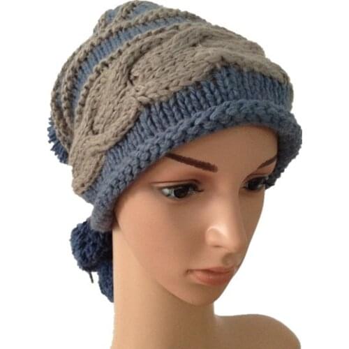 BomHCS Fashion Winter Warm Wool Hat Pure Handmade Knit Beanie Cap110