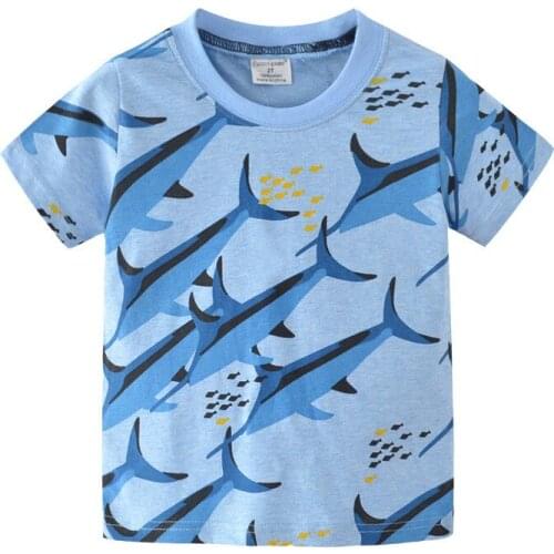 Funnygame Boys Summer Tops Children T shirts Sharks Animal Roupa Baby Girl Clothes Brand Baby Girls Tshirt Kids Clothing