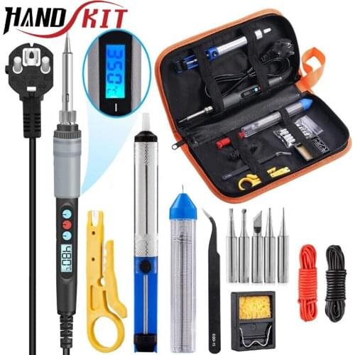 Handskit 90w Soldering Iron Kit Digital Adjust Temperature Soldering Iron Kit With Soldering Tips Desoldering Pump Welding Tools