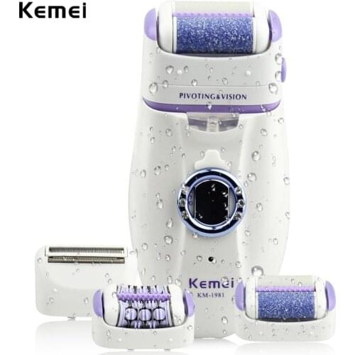 Km-1981 3 in 1 Electric Epilator For Women Electronic Foot File Female Depilation Machine Rechargeable Hair Removal Machine
