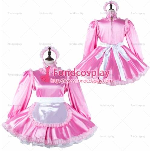 Sissy maid satin dress lockable Uniform cosplay costume Tailor-made[G2272]