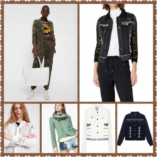 Desigual Spanish foreign trade fashion denim jacket, sequined, embroidered, knitted and printed, is a hot seller for casual la