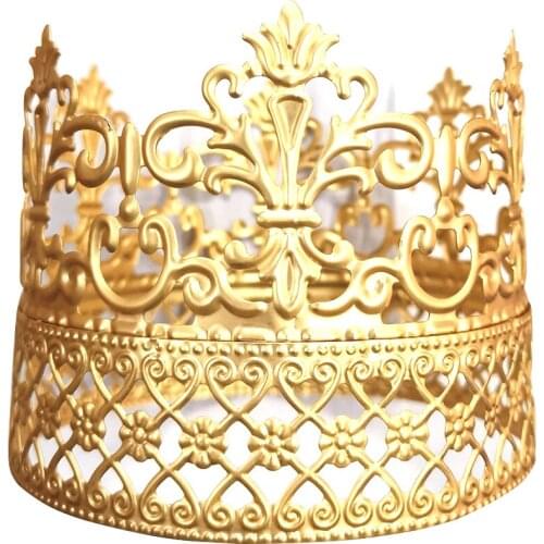 Delicate Tiara Crown Cake Decoration Golden Vintage Metal Accessory Cake Topper Cake Decoration for Birthday Party