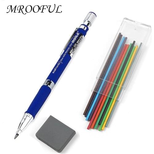 2.0mm Automatic Pencils Set 2B 12 Colorful Pencil Lead Set Mechanical Pencil for Drawing Writing Tools Art Supplies Stationery