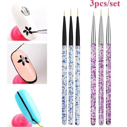 3 Pcs Nail Art Brush for Nails Varnish Drawing Painting Pen Nail Markers Pencil UV Gel Polish Dotting Tools Brushes for Manicure