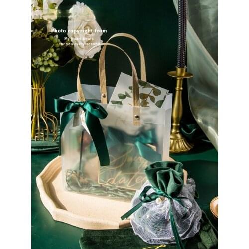 [Love Confessing] Mori Light Luxury Green Wedding with Hand Gift, Cigarette, Candy, Return Gift, Handbag, Candy Box, Gift Box