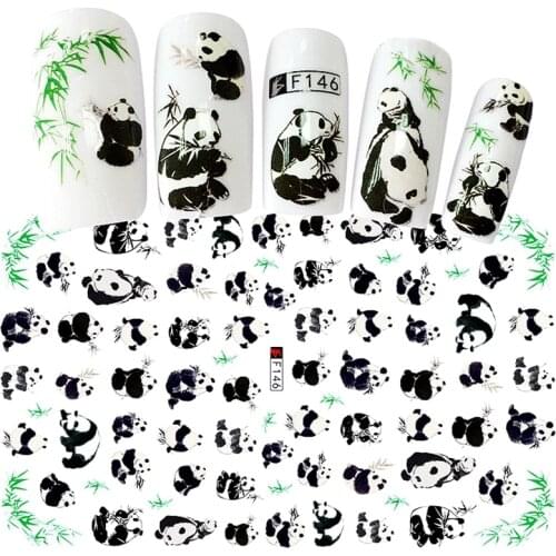 Cute panda design adhesive nail art decorations stickers beauty acrylic manicure decals nail supplies cat dog F145149