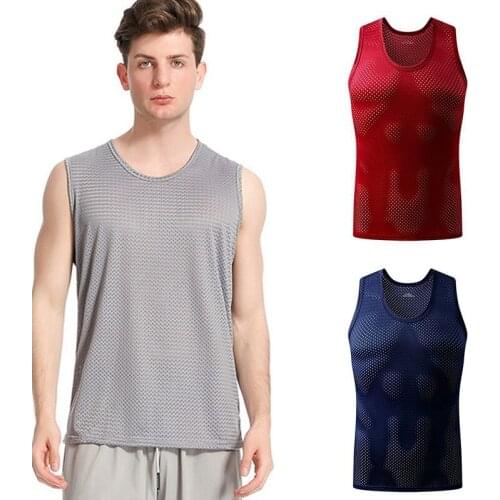 Men Undershirts Underwear Net Bodybuilding Tank Tops Breathable Gym Sleeveless Shirts Fitness Singlets Gym Muscle Vest Tanktop