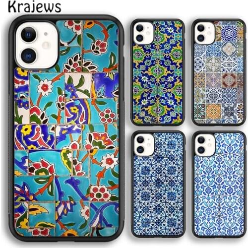 Krajews Ancient Floral Tiles Soft Phone Case Cover For iPhone 5 SE 6s 7 8 plus X XR XS 11 12 pro max Samsung Galaxy S8 S9 S10