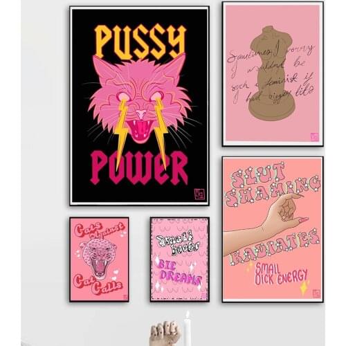 Wall Art Nordic Female Power Pink Canvas Painting Feminism Girl Gift Posters And Prints Pictures Modern Living Room Home Decor