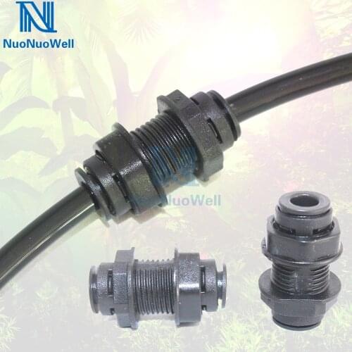 NuoNuoWell 1/4'' OD Tube Black Bulkhead Connectors Reptile Aquarium Spray Pipe joint RO Water Straight Adapter Quick Connector