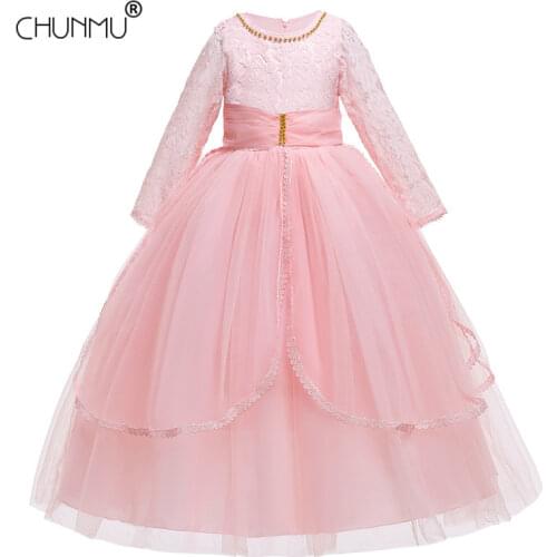 First Communion Dress Flower Girls Kids Clothing White Tutu Princess Girls Dresses for Children Party Custumes Teens 4-14 Years