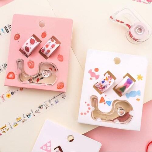 Portable Tape Cutter Cute Tape set Tape Seat Sticky Word Paste Wrong Title Paste Error Correction Tape Decoration Sticker Set