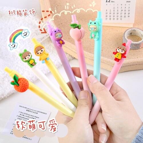 6PCS Cute Cartoon Mechanical pen Kawaii animal 0.5mm Black ink Ball Pen School Automatic Pen Student Stationery gift gel pen