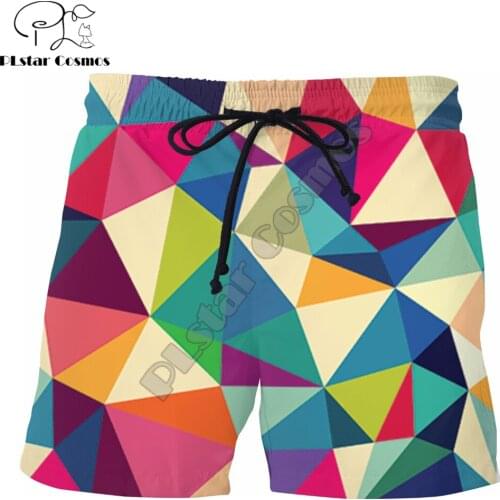 PLstar Cosmos 2019 New summer vibes Geometric Shorts Colored geometric pattern 3D Printed Male/Female streetwear Casual Shorts
