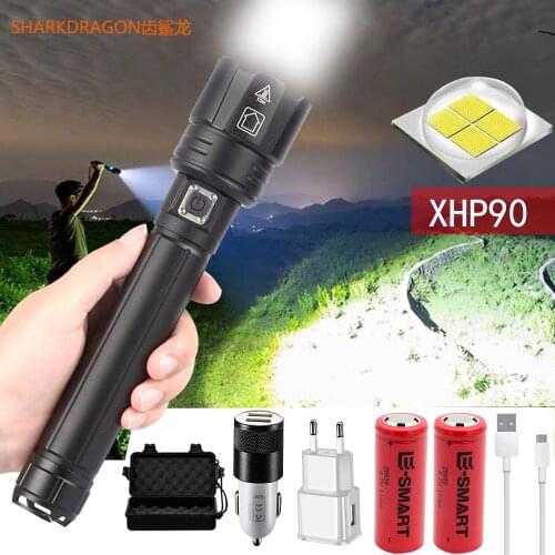 80000LM XHP90 XHP70.2 superbright LED Flashlight usb rechargeable Waterproof camping zoom torch 18650 26650 battery
