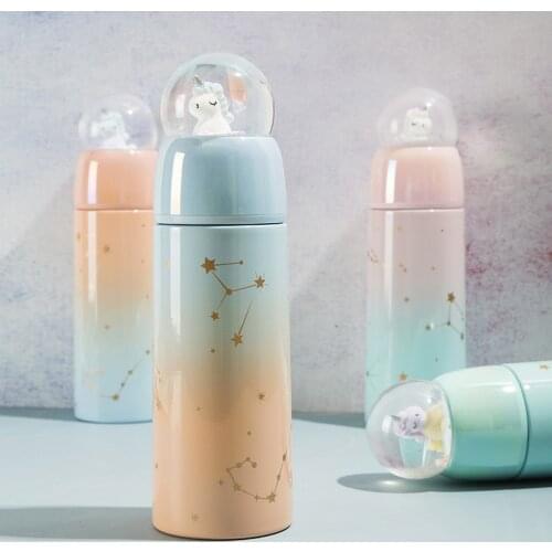 New Cute Unicorn Thermos Stainless Steel Vacuun Flask Termos Girl Portable Thermal Thermocup Coffee Tea Mug Cute Water Bottle