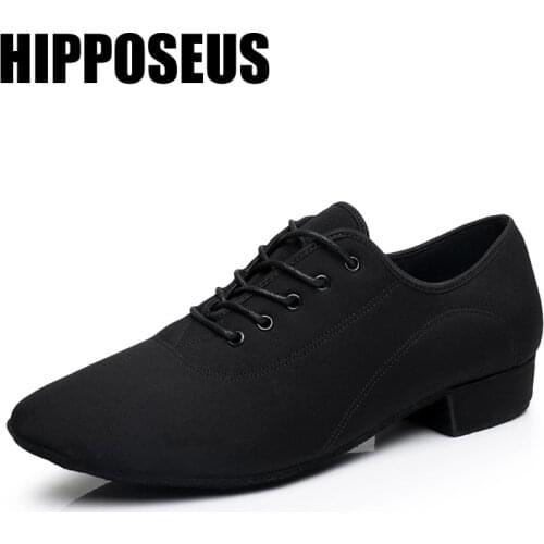 Hipposeus Men‘s Dance-Shoes Ballroom Latin Dance Shoes For Men Male Modern Jazz Tango Dancing Shoes Salsa Practise Shoe Black