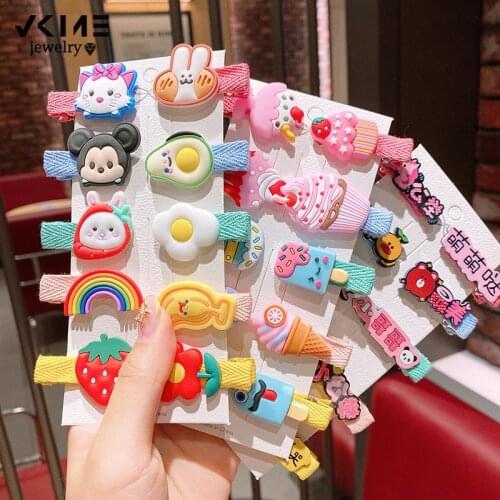 VKME Fashion Candy Rainbow Fruit Hair Clip For Baby Girls Children Kids Hairpin Flower Cartoon Women Hair Clip Hair Accessories