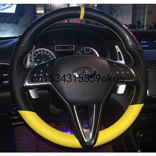 For 15-20 Infiniti GX50 Q50L QX60 Q70 QX30 G37 Hand Sewn Leather Suede Steering Wheel Cover