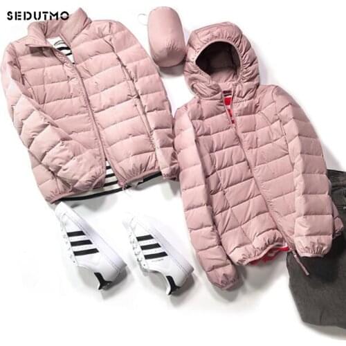 SEDUTMO Winter Plus Size 3XL Down Jacket Women Slim Ultra Light Duck Down Coat Spring Short Thin Puffer Jacket ED1052