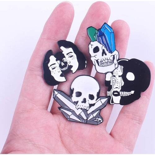 Skull Badges On A Backpack Pin On Clothes Lapel Pins Rock Metal Badge DIY Applique Brooch Hippie Badges Icon Accessories DIY