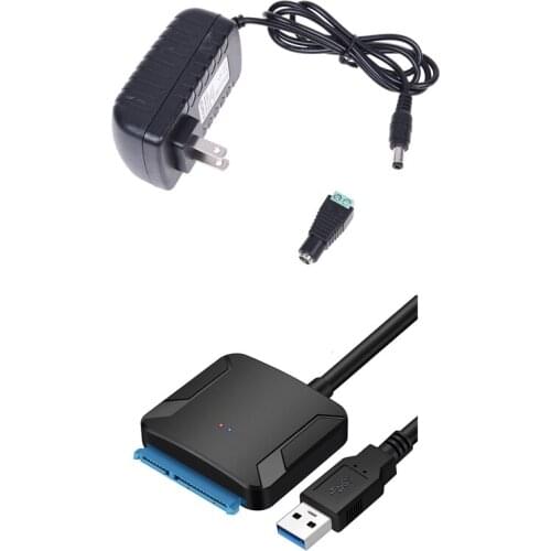 1Pcs 12V Power Supply Adapter 2a Transformer 110-220V & 1Pcs SATa To USB 3.0 2.5/3.5 HDD SSD Hard Drive Converter Cable Line Ada