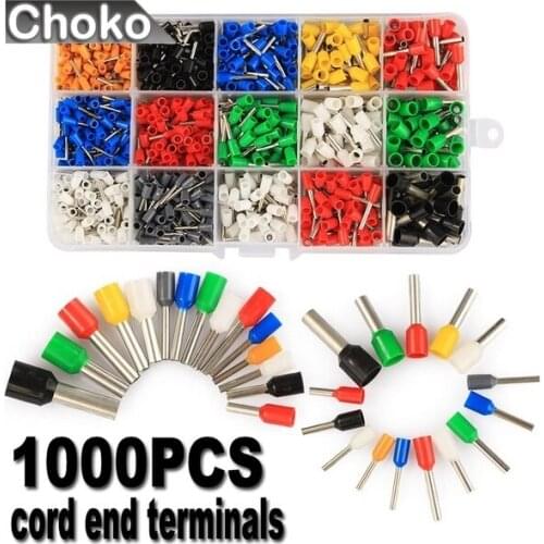 1000PCS 0.5mm-6mm Insulated Wire Cable Cord End Ferrules Terminal Assortment Kit
