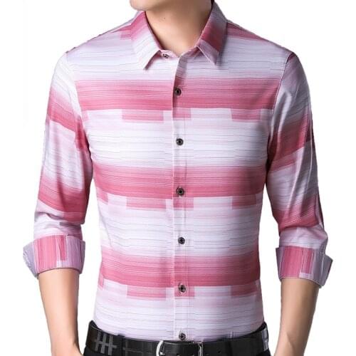 2021 Brand Casual Spring Luxury Striped Long Sleeve Slim Fit Men Shirt Streetwear Social Dress Shirts Mens Fashions Jersey 2308