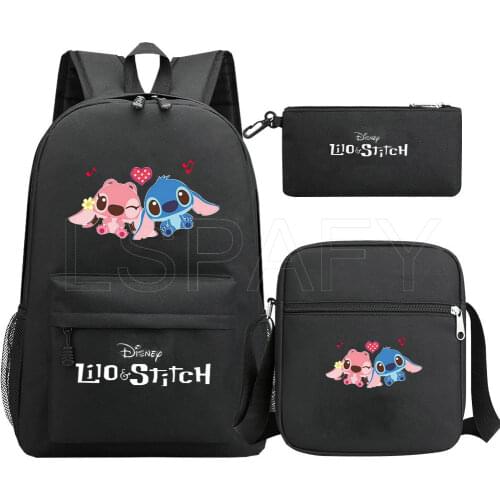 3pcs/set Cute Stitch School Bag Teenage Girls Kids Children Backpack Travel Shoulder Bag Child Schoolbag Anime Backpack