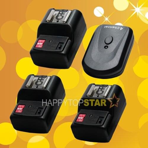4 channels Wireless Studio Flash Trigger hot shoe 1 Transmitter and 3 Receivers Flash trigger Photo light speedlite PT04 Hotshoe
