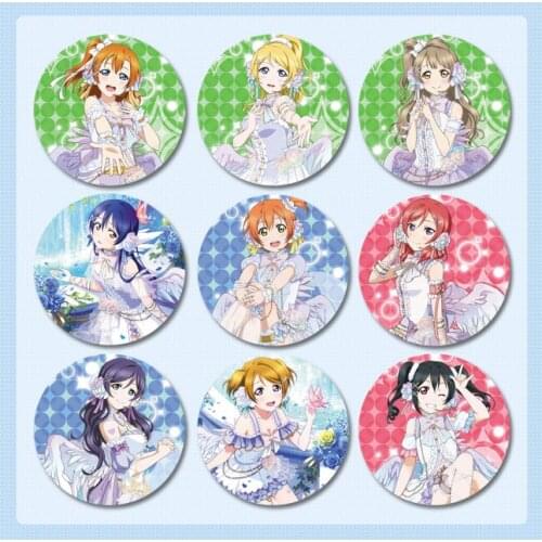 9pxs/set 58mm Anime Brooch the Love live Lovelive badge angel awakening white valentine day