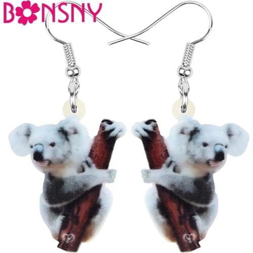 Bonsny Acrylic Australia Koala Earrings Animal Drop Dangle Jewelry For Women Girl Teen Kid Charms Decorations Gift Hot Sale Bulk