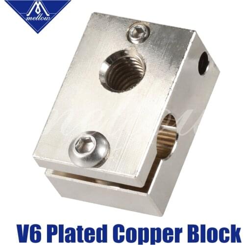 Mellow Top Quality CNC All-metal Dual Extrusion V6 Copper Heater Block For PT100 J-head 3d Printer E3d v6 Hotend