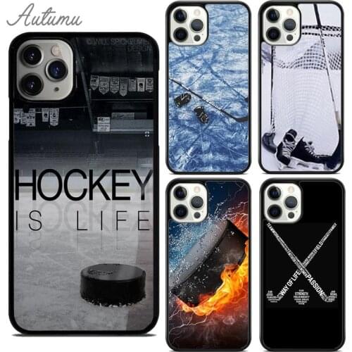 Hockey Stick and Puck Phone Case for iPhone 11 12 Pro Max mini X XR XS SE 2020 5 6 7 8 Plus Samsung Galaxy S8 S9 S10 Cover shell